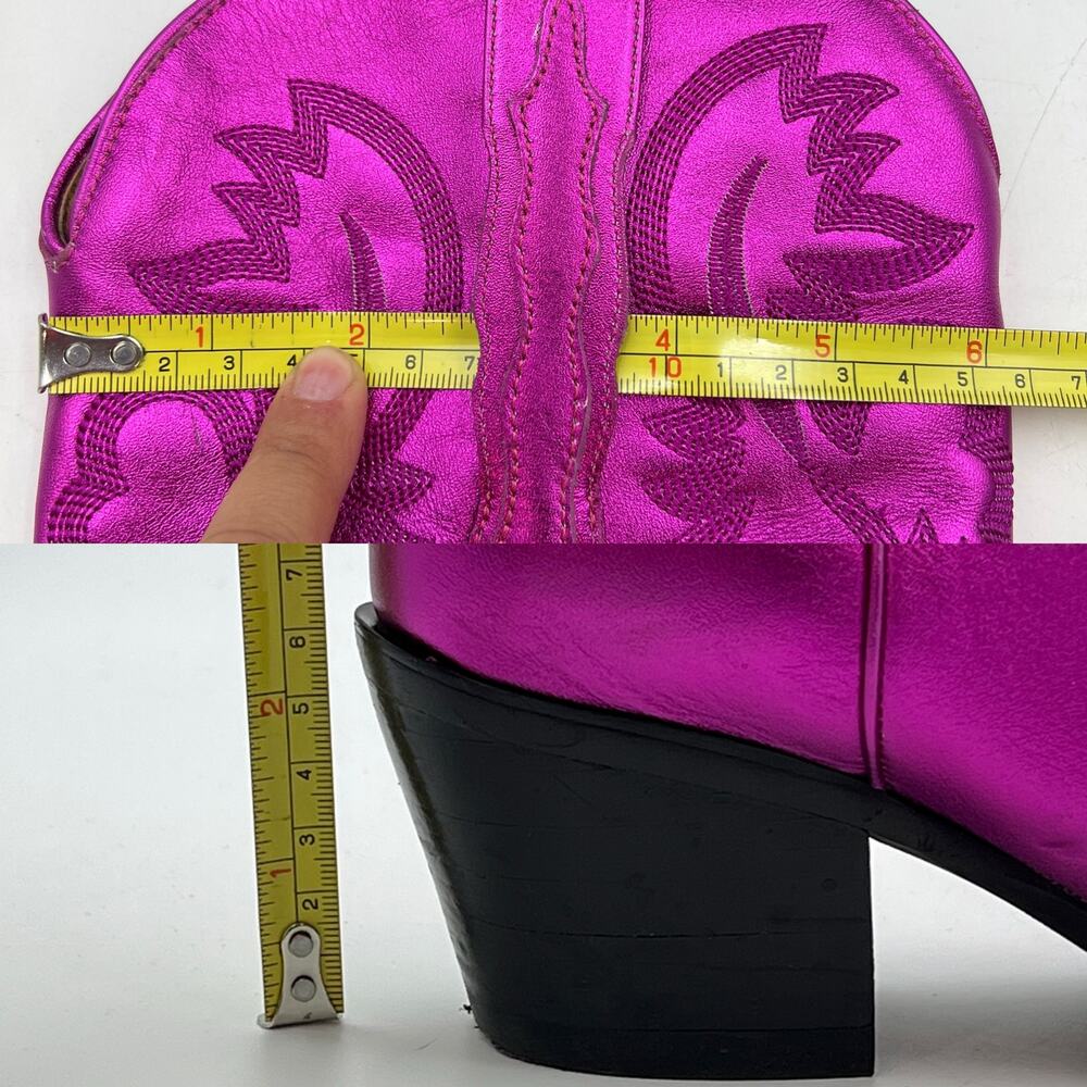 Jeffery Campbell Dagget Western Boot In Fuchsia Metallic Leather - Picture 13 of 14